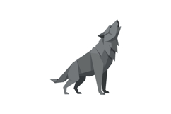 Grey wolf standing howling with geometric shapes and low pol Product Image 1
