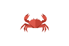Red geometric crab with raised claws in flat design style is Product Image 1