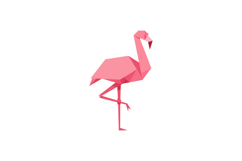 Pink flamingo standing on one leg with geometric shapes flat Product Image 1
