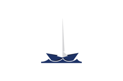 Sailboat on water with white sail minimal flat design simple Product Image 1