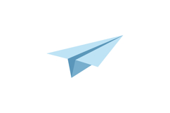 Light blue paper airplane simple flat design flying upward m Product Image 1