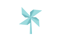 Light blue simple geometric pinwheel with four blades in min Product Image 1