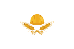 Yellow construction helmet with crossed golden wheat ears si Product Image 1