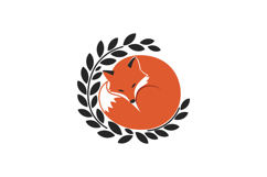 Sleeping red fox curled up in circular shape with black laur Product Image 1