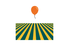Orange balloon floating over symmetrical yellow and dark gre Product Image 1