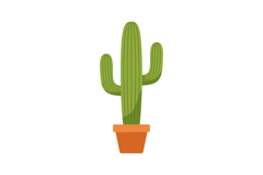 Green potted cactus with three arms in simple flat minimal s Product Image 1