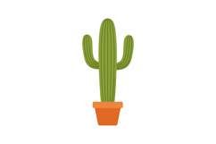 Potted green cactus plant with curved arms in simple flat st Product Image 1
