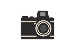 Vintage style black camera with large lens and simple flat d Product Image 1