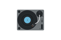 Vintage turntable with vinyl record flat design minimal vect Product Image 1