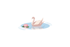 Origami paper swan floating on pond with pink lotus flower m Product Image 1