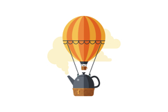 Hot air balloon with striped orange canopy lifting vintage t Product Image 1