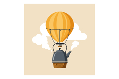 Hot air balloon shaped like a kettle with orange striped des Product Image 1