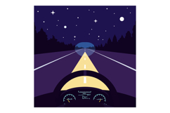Nighttime road driving scene with starry sky flat design min Product Image 1