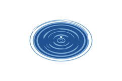 Blue water drop creating concentric ripple waves flat minima Product Image 1