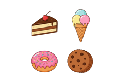 Assorted dessert items including chocolate cake slice cherry Product Image 1