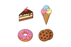 Assorted dessert icons including chocolate cake slice with c Product Image 1