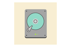 Hard drive storage device flat design with green disk and gr Product Image 1