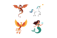 Mythical creatures including dragon, unicorn, phoenix, and m Product Image 1