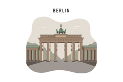 Berlin Brandenburg Gate historic landmark detailed flat desi Product Image 1