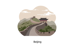 Great Wall of China scenic landscape with traditional archit Product Image 1