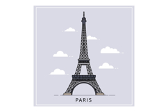 Eiffel Tower landmark illustration in minimal flat design wi Product Image 1