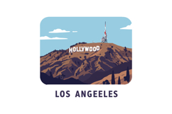 Hollywood sign on rugged hillside with communication towers Product Image 1