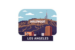 Hollywood sign on brown hillside with antenna tower and urba Product Image 1
