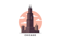Chicago skyline featuring Willis Tower and surrounding build Product Image 1