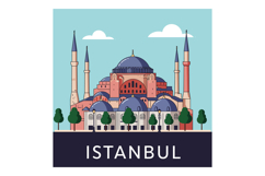 Istanbul historic Hagia Sophia architecture flat design with Product Image 1