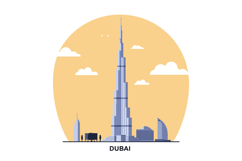 Burj Khalifa and Dubai cityscape with modern skyscrapers fla Product Image 1