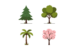 Four different tree types including pine fir palm and cherry Product Image 1