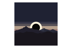 Mountain landscape with solar eclipse flat minimal design da Product Image 1