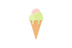 Ice cream cone with three pastel scoops in flat minimal styl Product Image 1