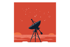 Satellite dish telescope silhouette under starry sky in mini Product Image 1