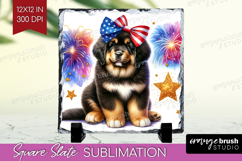 Tibetan Mastiff Dog Slate PNG Patriotic Dog Square Slate Product Image 1