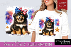 Tibetan Mastiff Dog Square Tshirt Background Patriotic Dog Product Image 1