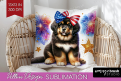 Tibetan Mastiff Dog Pillow Sublimation Patriotic Dog Pillow Product Image 1