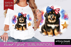 Tibetan Mastiff Dog Round Tshirt Background Patriotic Dog Product Image 1