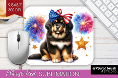 Tibetan Mastiff Dog Mouse Pad Sublimation Patriotic Dog PNG Product Image 1