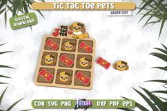 Tic Tac Toe Pets Laser Cut Design, Wooden Kids Board Game Product Image 1