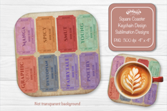 Book Club Ticket Sublimation Square Coaster PNG Vintage Product Image 1