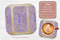 Book Club Ticket Sublimation Square Coaster PNG Vintage Product Image 1