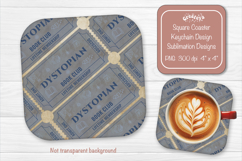 Book Club Ticket Sublimation Square Coaster PNG Vintage Product Image 1