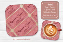 Book Club Ticket Sublimation Square Coaster PNG Vintage Product Image 1