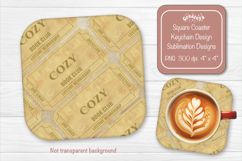 Book Club Ticket Sublimation Square Coaster PNG Vintage Product Image 1