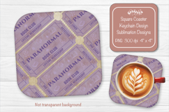 Book Club Ticket Sublimation Square Coaster PNG Vintage Product Image 1