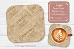 Book Club Ticket Sublimation Square Coaster PNG Vintage Product Image 1