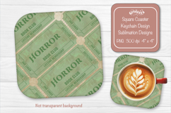 Book Club Ticket Sublimation Square Coaster PNG Vintage Product Image 1