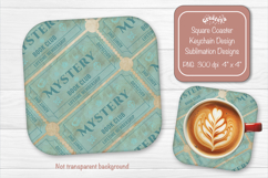 Book Club Ticket Sublimation Square Coaster PNG Vintage Product Image 1