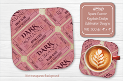 Book Club Ticket Sublimation Square Coaster PNG Vintage Product Image 1